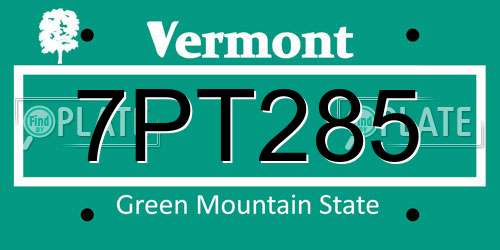 7PT285 Vermont License Plate