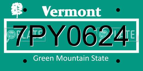 7PY0624 Vermont License Plate