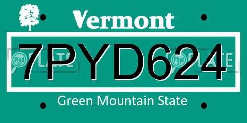 7PYD624 Vermont License Plate