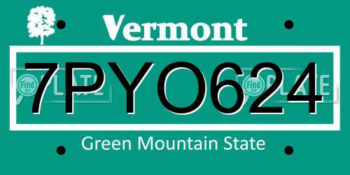 7PYO624 Vermont License Plate