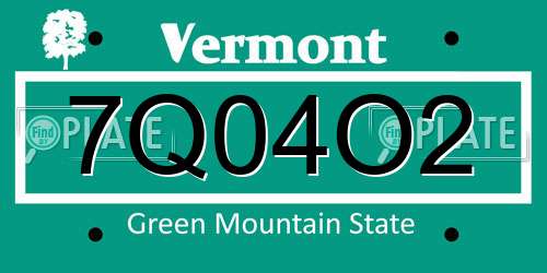 7Q04O2 Vermont License Plate