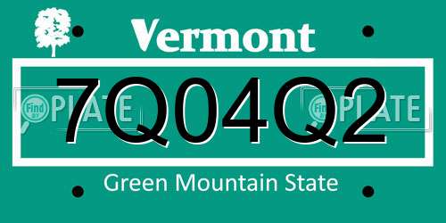 7Q04Q2 Vermont License Plate