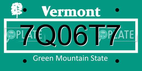 7Q06T7 Vermont License Plate