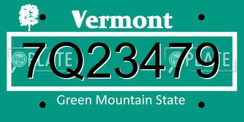 7Q23479 Vermont License Plate