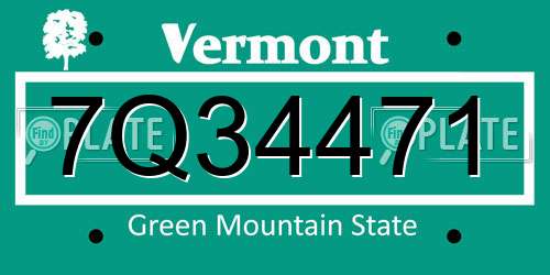 7Q34471 Vermont License Plate