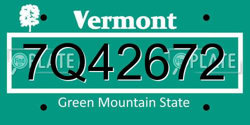 7Q42672 Vermont License Plate