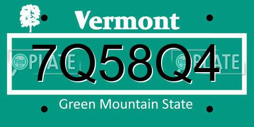 7Q58Q4 Vermont License Plate