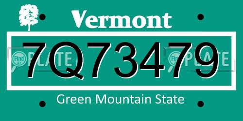 7Q73479 Vermont License Plate