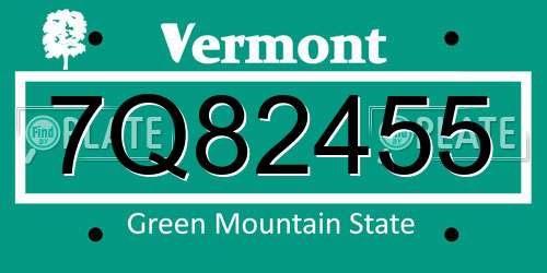 7Q82455 Vermont License Plate