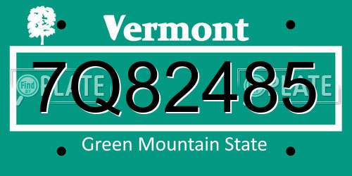 7Q82485 Vermont License Plate