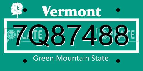 7Q87488 Vermont License Plate