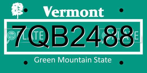 7QB2488 Vermont License Plate