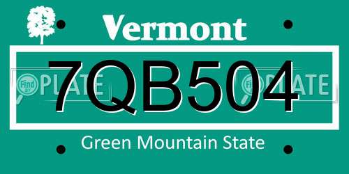 7QB504 Vermont License Plate