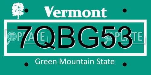 7QBG53 Vermont License Plate