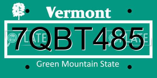 7QBT485 Vermont License Plate