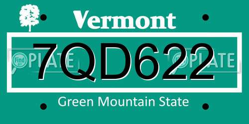 7QD622 Vermont License Plate
