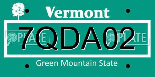 7QDA02 Vermont License Plate