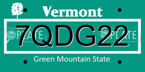 7QDG22 Vermont License Plate