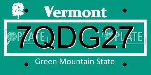 7QDG27 Vermont License Plate