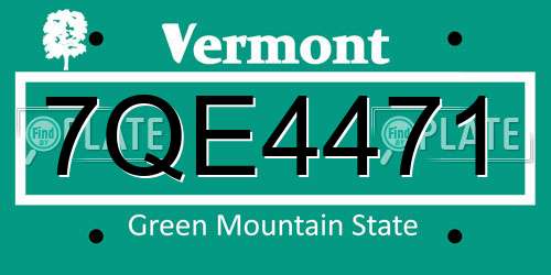 7QE4471 Vermont License Plate