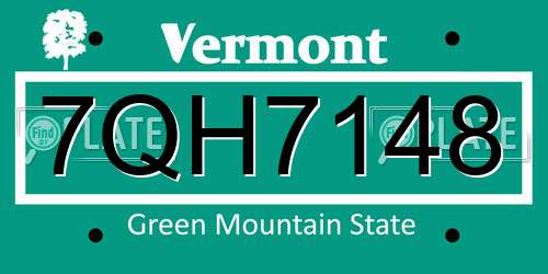 7QH7148 Vermont License Plate