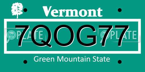 7QOG77 Vermont License Plate