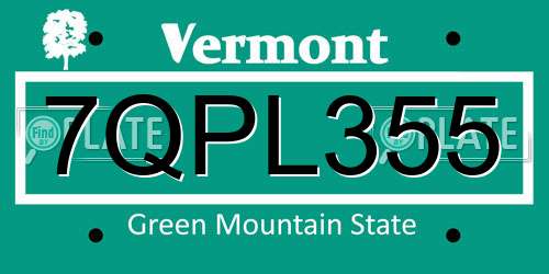 7QPL355 Vermont License Plate