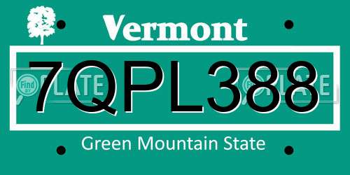 7QPL388 Vermont License Plate