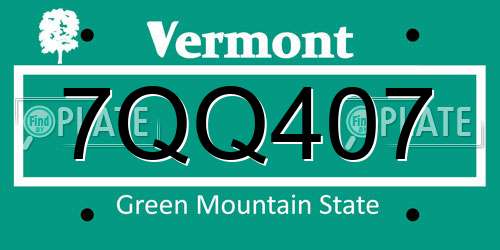 7QQ407 Vermont License Plate