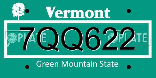 7QQ622 Vermont License Plate