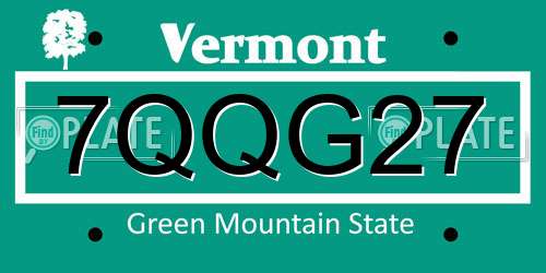 7QQG27 Vermont License Plate