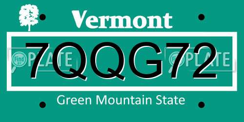 7QQG72 Vermont License Plate