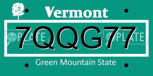 7QQG77 Vermont License Plate