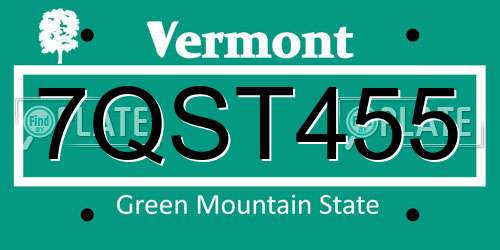 7QST455 Vermont License Plate