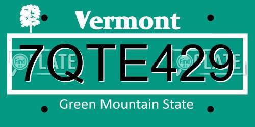 7QTE429 Vermont License Plate