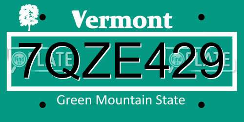 7QZE429 Vermont License Plate