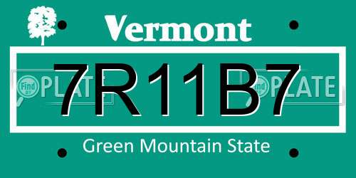 7R11B7 Vermont License Plate