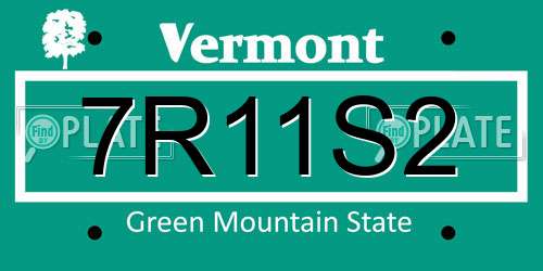 7R11S2 Vermont License Plate