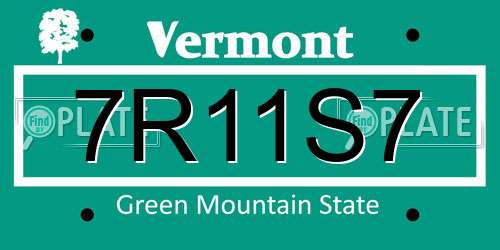 7R11S7 Vermont License Plate