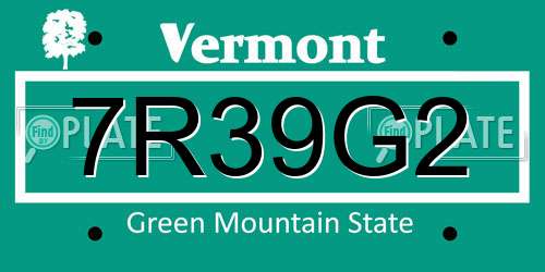 7R39G2 Vermont License Plate
