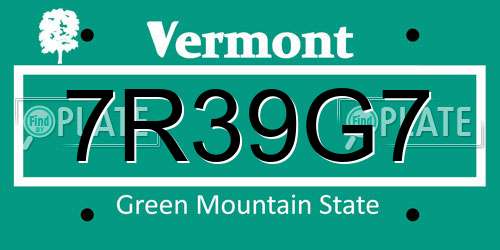 7R39G7 Vermont License Plate