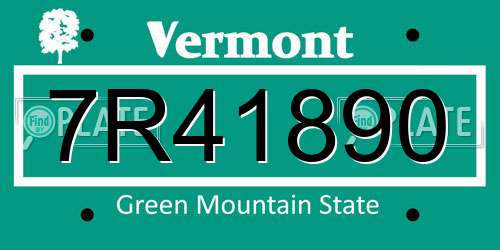 7R41890 Vermont License Plate