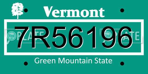 7R56196 Vermont License Plate