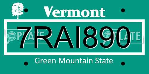 7RAI890 Vermont License Plate