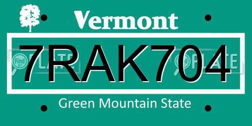 7RAK704 Vermont License Plate