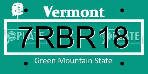 7RBR18 Vermont License Plate