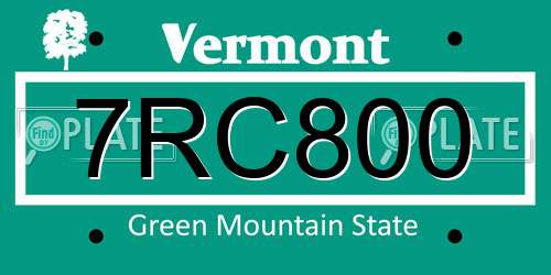 7RC800 Vermont License Plate