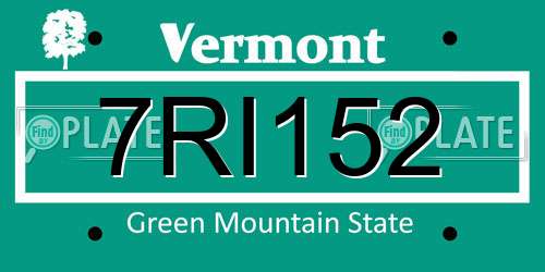 7RI152 Vermont License Plate
