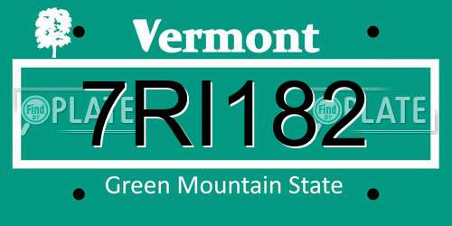 7RI182 Vermont License Plate