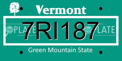 7RI187 Vermont License Plate